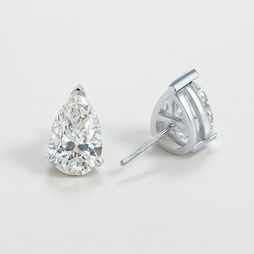 Pear Moissanite Stud Earrings, Teardrop Silver Studs, 925 Sterling Silver
