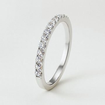 Moissanite Eternity Ring, Half Eternity Band, 925 Sterling Silver