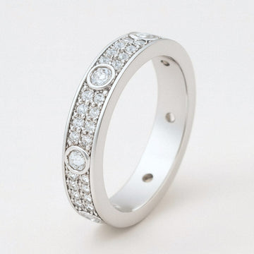 Moissanite Wedding Band, Double Row Pavé Eternity Ring, 925 Sterling Silver