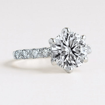 Moissanite Solitaire Ring 2ct to 5ct, Six-Prong Statement Ring, 925 Sterling Silver