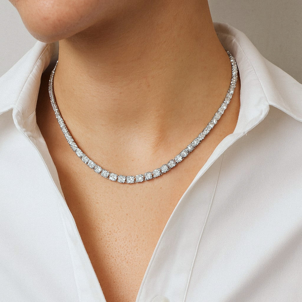 Moissanite tennis necklace worn