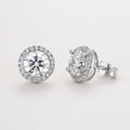 Halo Moissanite Stud Earrings in 925 Sterling Silver, product view