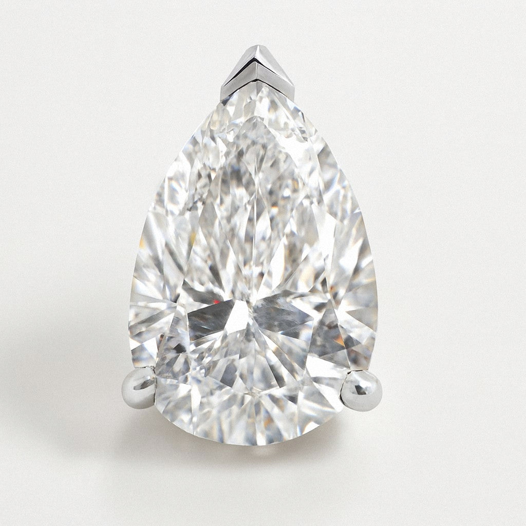 Pear Moissanite Stud Earrings in 925 Sterling Silver, close-up detail