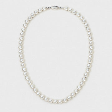 Pearl Necklace, Classic Freshwater Pearl Strand, 925 Sterling Silver Clasp