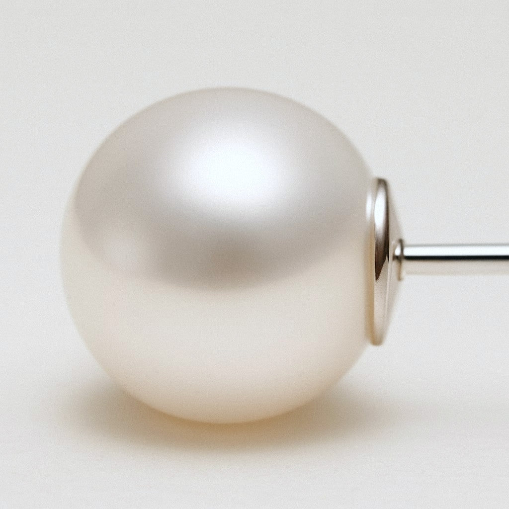 Cultured Freshwater Pearl Stud Earrings, close-up of pearl lustre