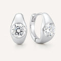 Silver Huggie Earrings with Moissanite, Chunky Dome Hoops in 925 Sterling Silver, product view