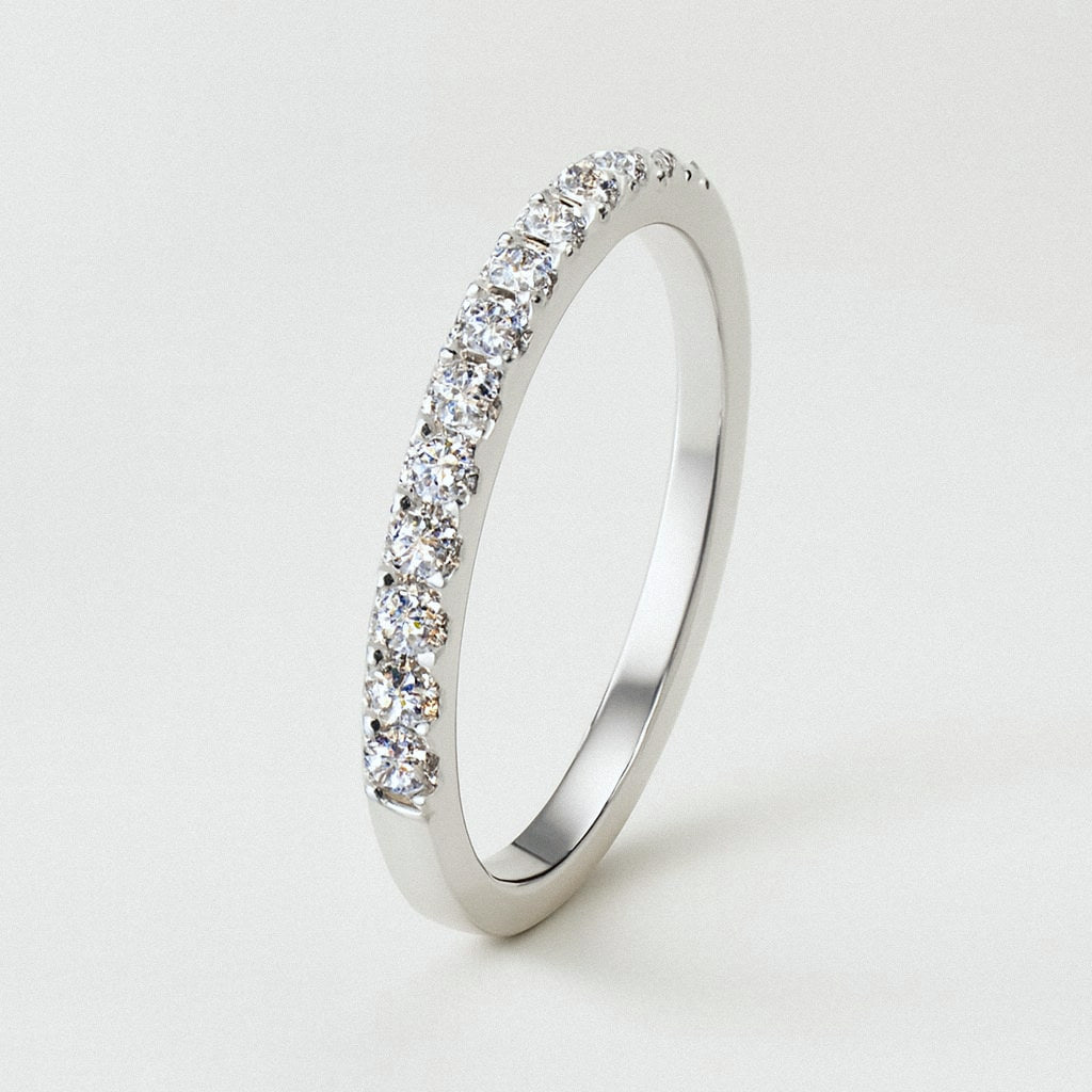 Moissanite Eternity Ring, Half Eternity Band in 925 Sterling Silver, product view