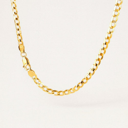 Gold Cuban Chain Necklace, 18k Gold Plated 925 Sterling Silver Curb Chain, product view