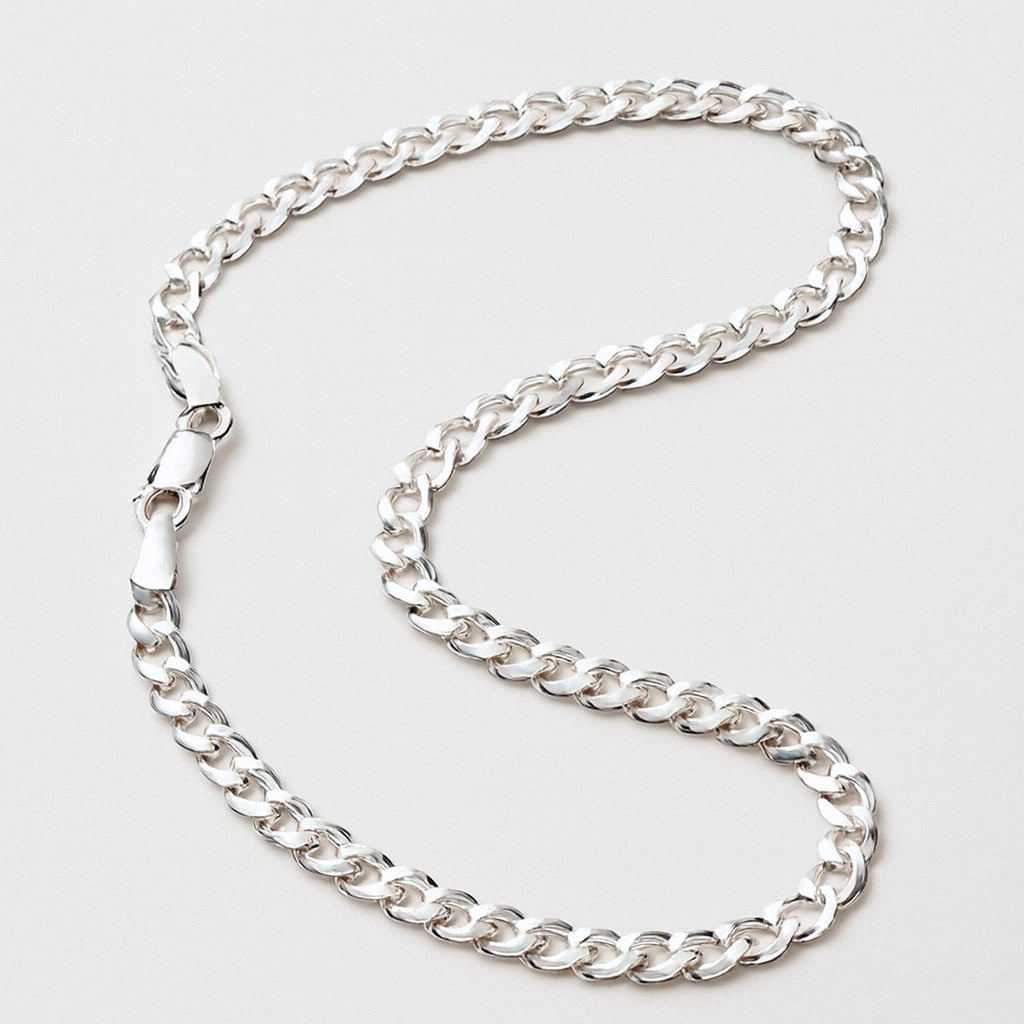 Silver Chain Necklace, 2mm Cuban Curb Chain in Solid 925 Sterling Silver, product view
