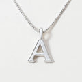 Silver Initial Necklace, Letter Pendant in 925 Sterling Silver, A