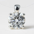 Floating Moissanite Necklace, Invisible Illusion Chain with Sterling Silver Solitaire, product view