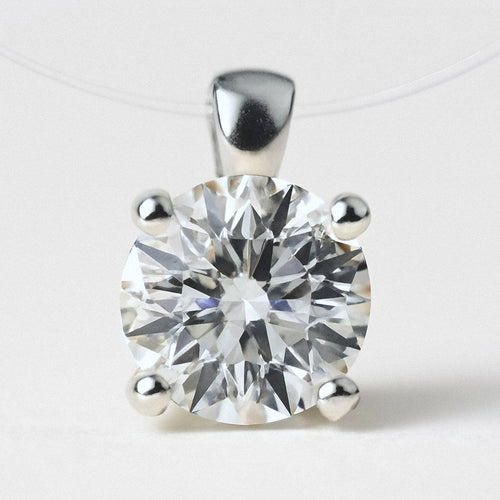 Floating Moissanite Necklace, Invisible Illusion Chain with Sterling Silver Solitaire, product view