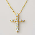 Gold Cross Necklace with Moissanite, 18k Gold Plated Sterling Silver Cross Pendant, product view