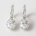 Oval Moissanite Drop Earrings, Silver Huggie Hoops in 925 Sterling Silver, product view