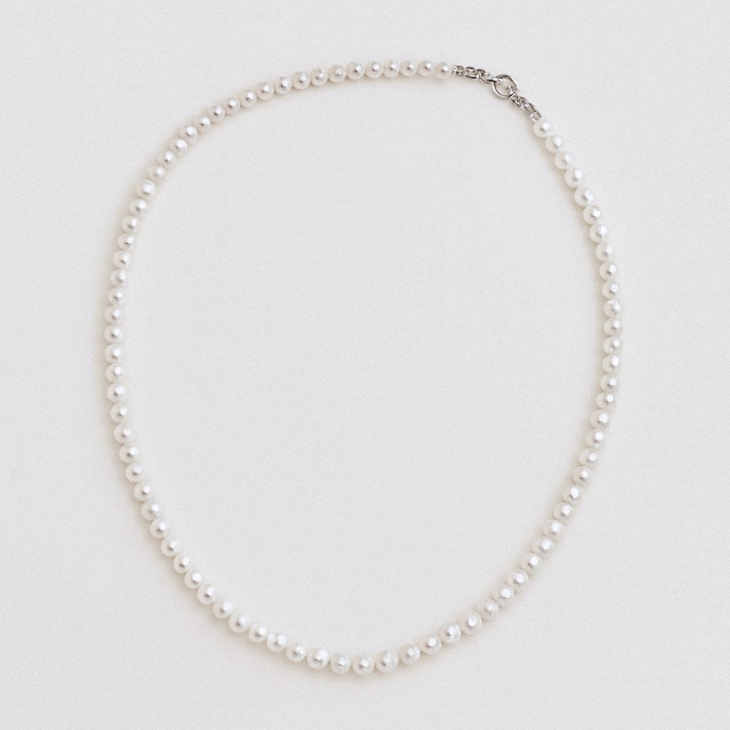 Dainty Pearl Necklace, Petite Freshwater Pearl Strand 3mm to 6mm, product view