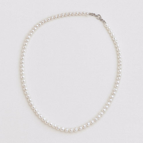 Dainty Pearl Necklace, Petite Freshwater Pearl Strand 3mm to 6mm, product view