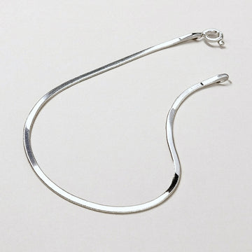 Silver Herringbone Chain Necklace, Flat 925 Sterling Silver Chain