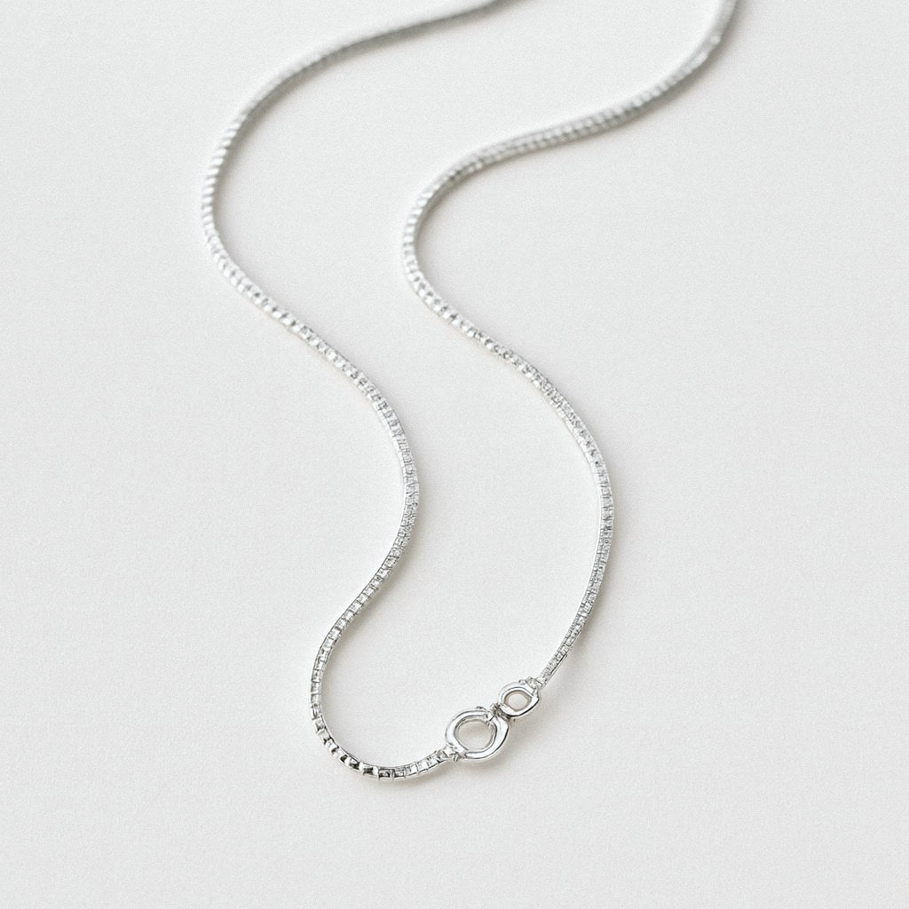 Silver Box Chain Necklace, Solid 925 Sterling Silver Pendant Chain, product view