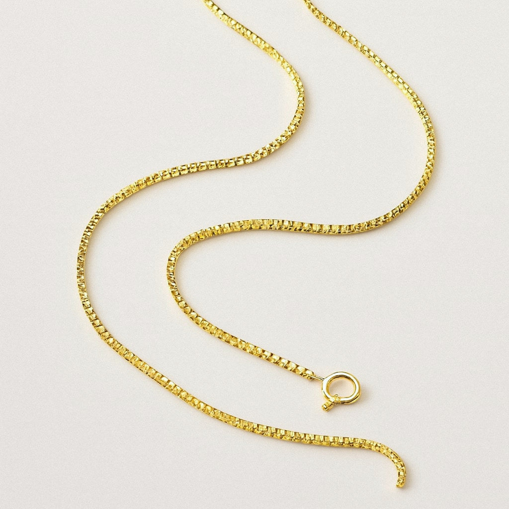 Gold Box Chain Necklace, 18k Gold Plated 925 Sterling Silver Pendant Chain, product view