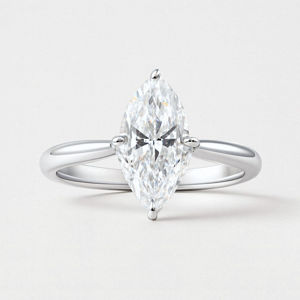 Marquise Moissanite Ring, 2ct Marquise Solitaire in 925 Sterling Silver, product view