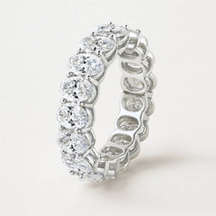 Oval Moissanite Eternity Ring, Full Eternity Band, 925 Sterling Silver