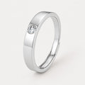 Mens Moissanite Ring, Sterling Silver Band with Flush-Set Stone, product view