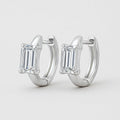Emerald Cut Moissanite Huggie Earrings, 925 Sterling Silver, product view
