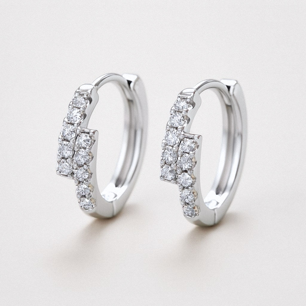 Pavé Huggie Earrings, Double Row Moissanite Huggies in 925 Sterling Silver, product view