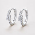 Pavé Huggie Earrings, Double Row Moissanite Huggies in 925 Sterling Silver, product view