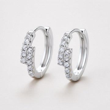 Pavé Huggie Earrings, Double Row Moissanite Huggies, 925 Sterling Silver