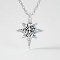 North Star Necklace, Moissanite Starburst Pendant in 925 Sterling Silver, product view