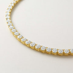 Gold Tennis Necklace, Moissanite Tennis Chain, Gold Plated Sterling Silver