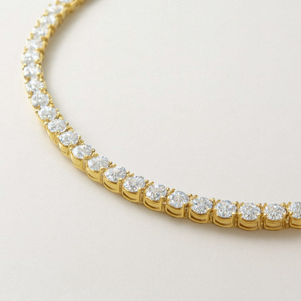 Gold moissanite tennis necklace, 18k gold plated sterling silver