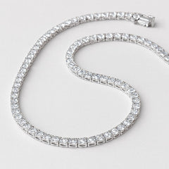 Mens Tennis Chain, Moissanite Tennis Necklace, 925 Sterling Silver