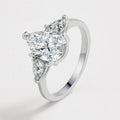Pear Moissanite Ring, Pear Cut with Side Stones in 925 Sterling Silver, product view