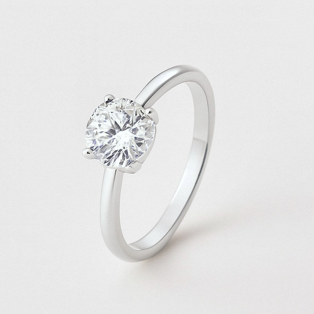 Oval Moissanite Ring, Oval Solitaire Engagement Ring in 925 Sterling Silver, product view