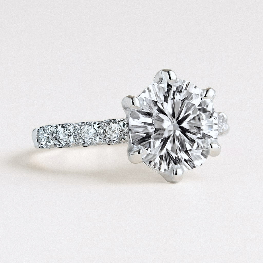 Statement Moissanite Solitaire Ring, 2ct to 5ct Six-Prong in 925 Sterling Silver, product view
