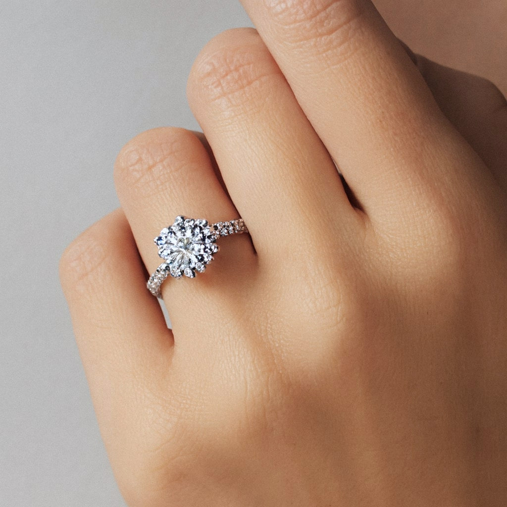 Statement Moissanite Solitaire Ring, 2ct to 5ct Six-Prong in 925 Sterling Silver, worn on model for scale