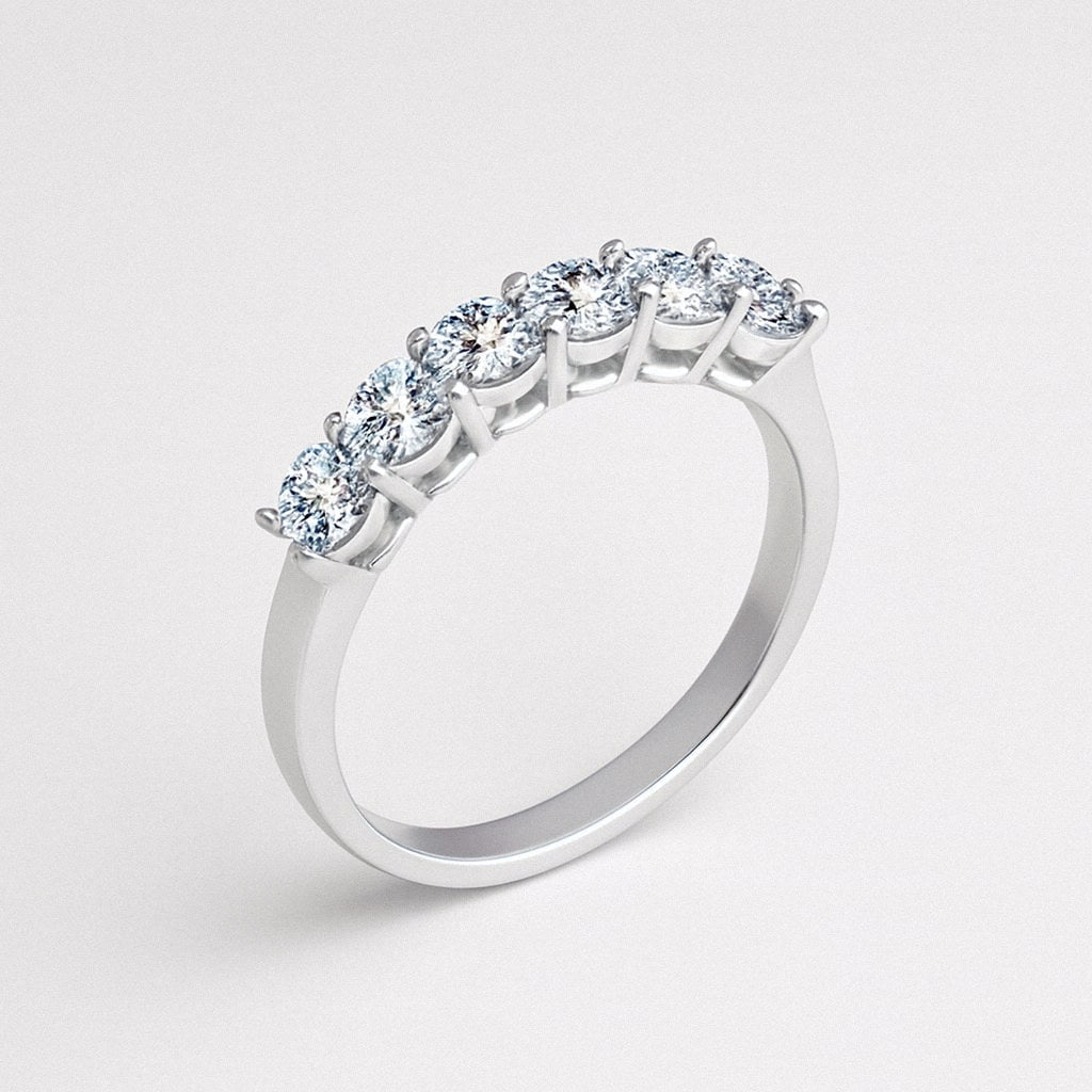 Seven Stone Moissanite Stacking Ring, 925 Sterling Silver, product view