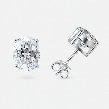 Oval Moissanite Stud Earrings, Solitaire Studs, 925 Sterling Silver