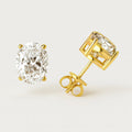 Gold Oval Moissanite Stud Earrings, 18k Gold Plated Sterling Silver, product view