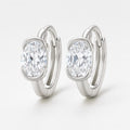 Oval Moissanite Huggie Earrings, 925 Sterling Silver, product view