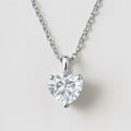 Heart Moissanite Necklace, Heart Solitaire Pendant in 925 Sterling Silver, product view