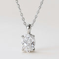 Oval Moissanite Necklace, Oval Solitaire Pendant in 925 Sterling Silver, product view