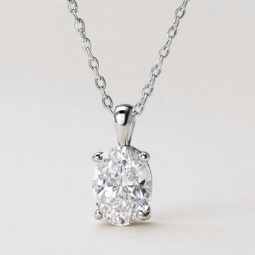 Oval Moissanite Necklace, Solitaire Pendant, 925 Sterling Silver