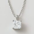 Princess Cut Moissanite Necklace, Square Solitaire Pendant in 925 Sterling Silver, product view