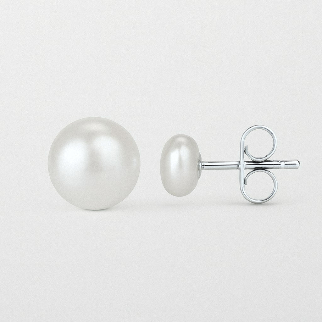Tiny Pearl Stud Earrings, 3mm to 6mm Freshwater Pearl Studs, Sterling Silver Posts, product view
