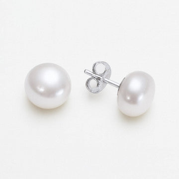 Pearl Stud Earrings 6mm to 11mm, Button Freshwater Pearl Studs, Sterling Silver