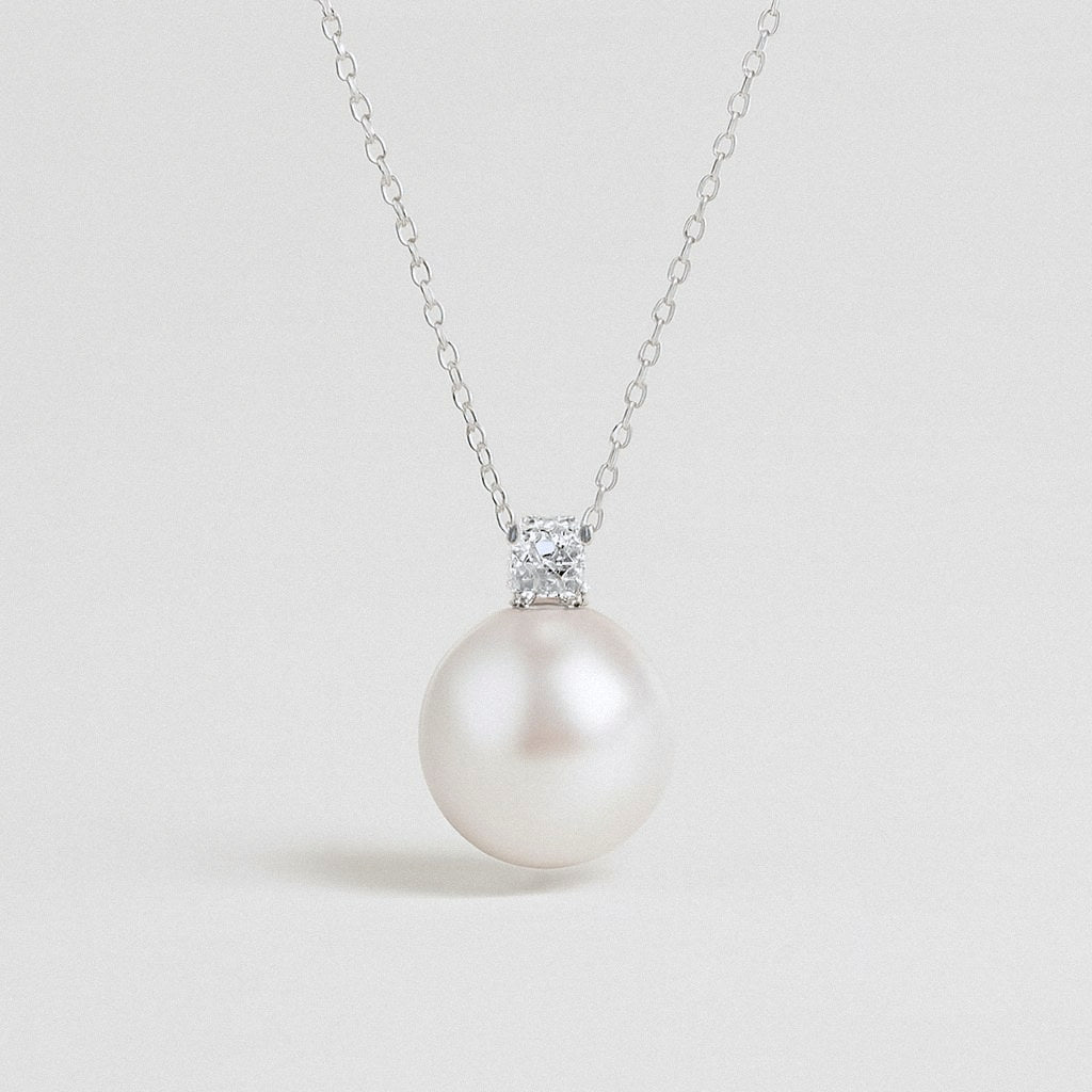 Single Pearl Pendant Necklace, Large Freshwater Pearl Drop 9mm to 13mm, product view