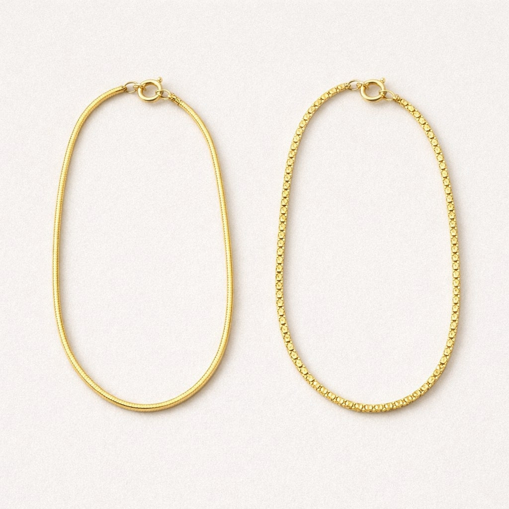 Gold layering necklace set, snake chain and box chain, gold plated 925 sterling silver